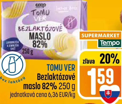 TOMU VER Bezlaktózové maslo 82%