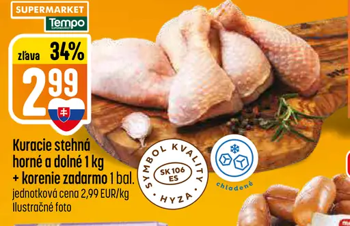 Kuracie stehná horné a dolné s korením zadarmo