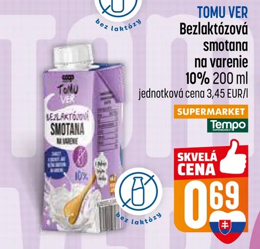 TOMU VER Bezlaktózová smotana na varenie