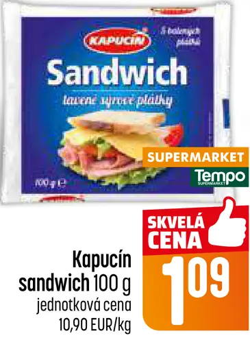 Kapučin sandwich plátkový syr