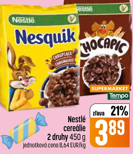 Nesquik a Chocapic cereálie