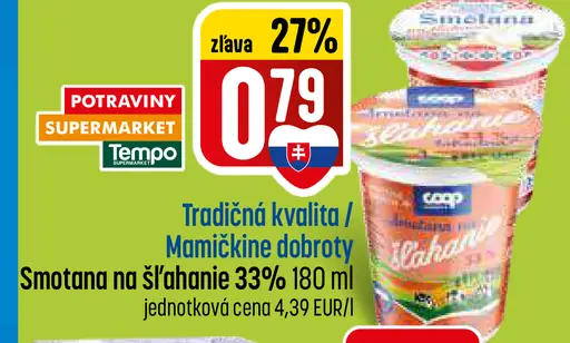 Coop Tradičná kvalita Smotana na šľahanie 33 %