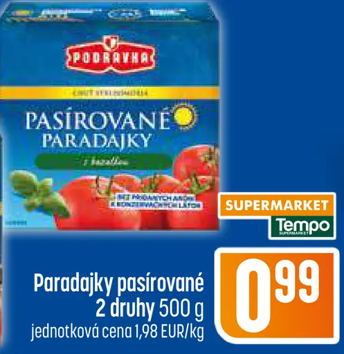 Podravka paradajky pasírované 2 druhy