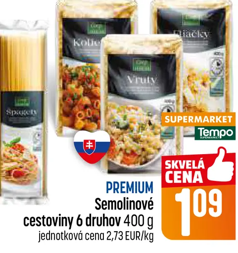 Premium semolinové cestoviny 6 druhov