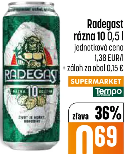 Radegast rázná 10 plechovka pivo