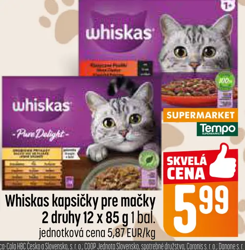 Whiskas kapsičky pre mačky 2 druhy