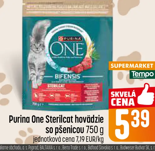 Purina One Sterilcat hovädzie so pšenicou