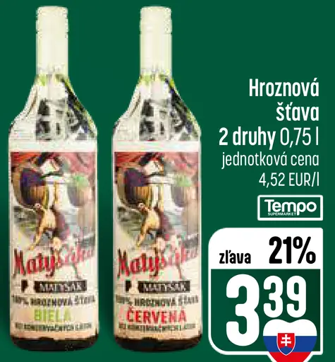 Matyšák hroznová šťava 2 druhy