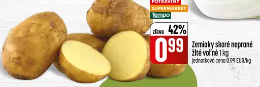 Zemiaky skoré voľné prané žlté