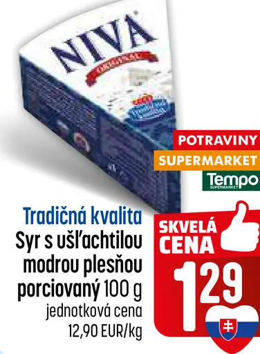 Coop Tradičná kvalita Niva syr s ušľachtilou modrou plesňou porciovaný