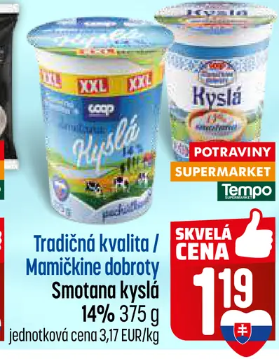 Coop Tradičná kvalita Mamičkine dobroty smotana kyslá 14 %