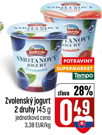 Zvolenský smotanový jogurt 2 druhy