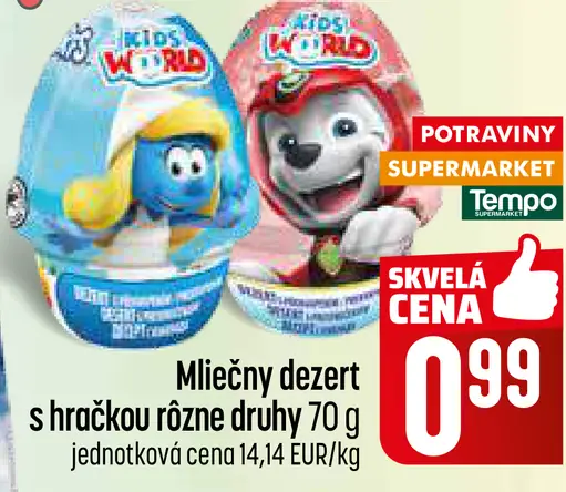 Mliečny dezert s hračkou rôzne druhy