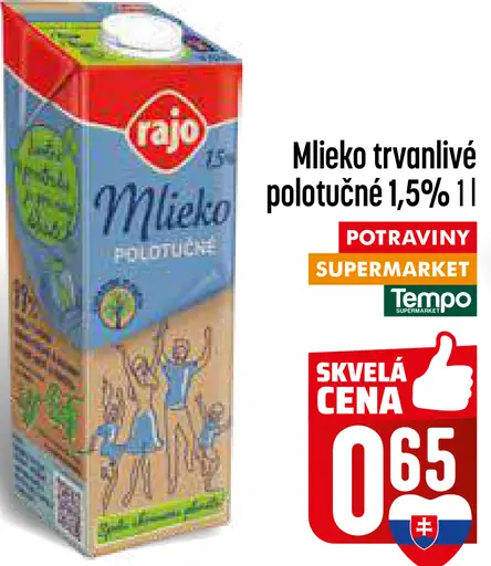 Rajo Mlieko polotučné 1,5%