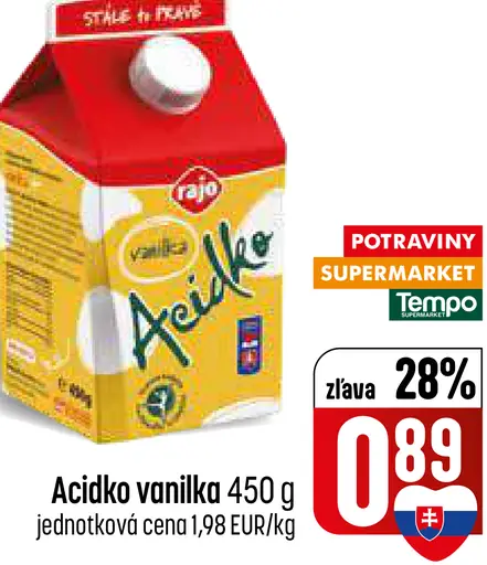 Acidko vanilka kyslomliečny nápoj