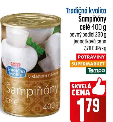 Coop Jednota Tradičná kvalita Šampiňóny celé