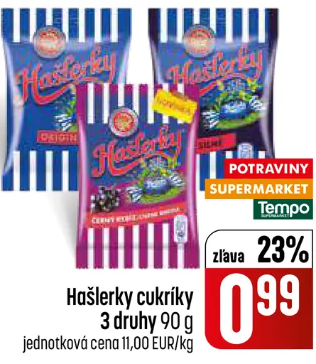 Hašlerky cukríky 3 druhy