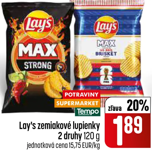 Lay's zemiakové lupienky rôzne druhy
