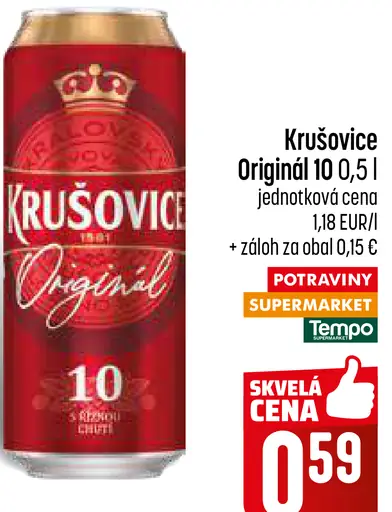 Krušovice Královský Originál 10 pivo plechovka