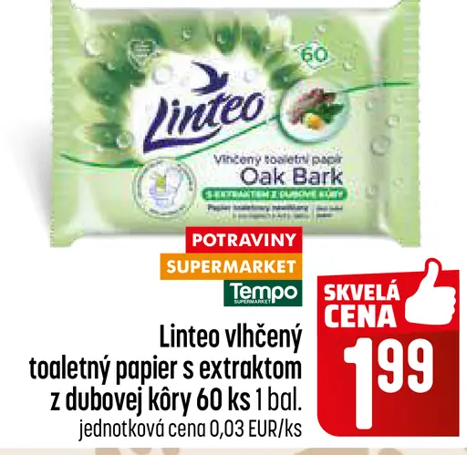 Linteo vlhčený toaletný papier s extraktom z dubovej kôry