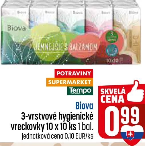 Biova hygienické vreckovky 3-vrstvové