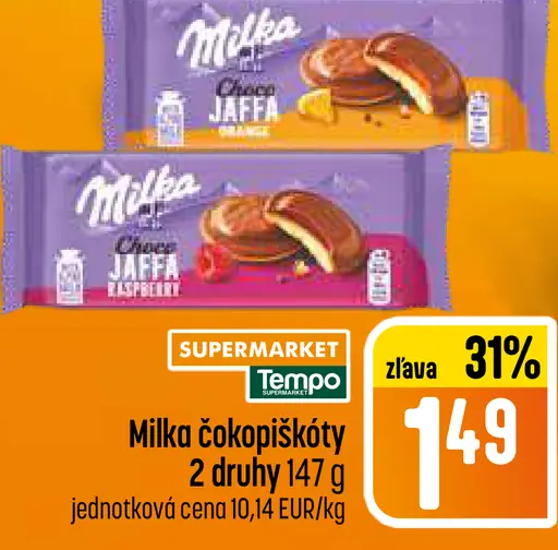 Milka čokopiškóty Jaffa 2 druhy
