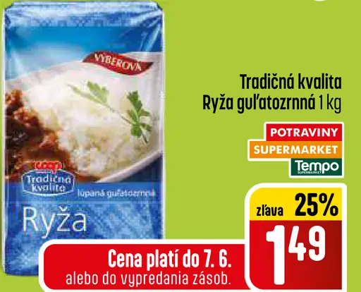 Tradičná kvalita Ryža guľatozrnná