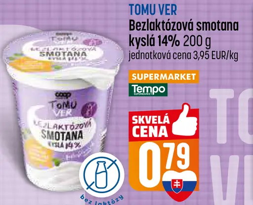 TOMI VER Bezlaktózová smotana kyslá 14%