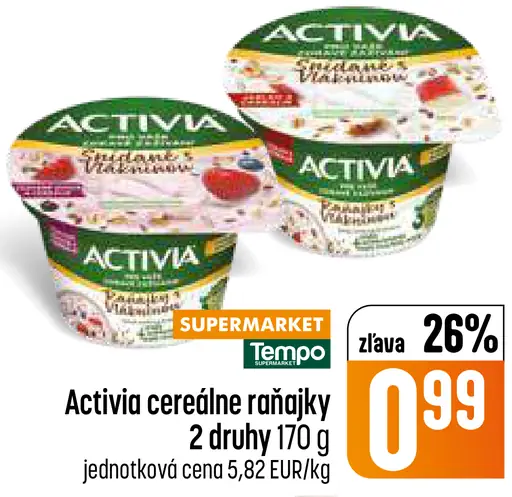Activia cereálne raňajky 2 druhy