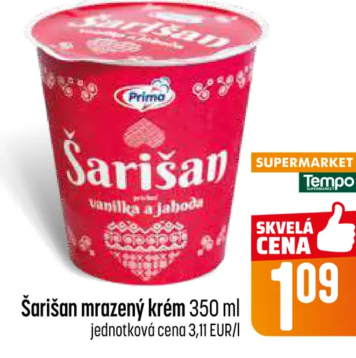 Prima Šarišan mrazený krém vanilka a jahoda