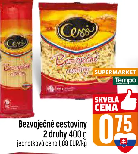 Cessi bezvaječné cestoviny rôzne druhy
