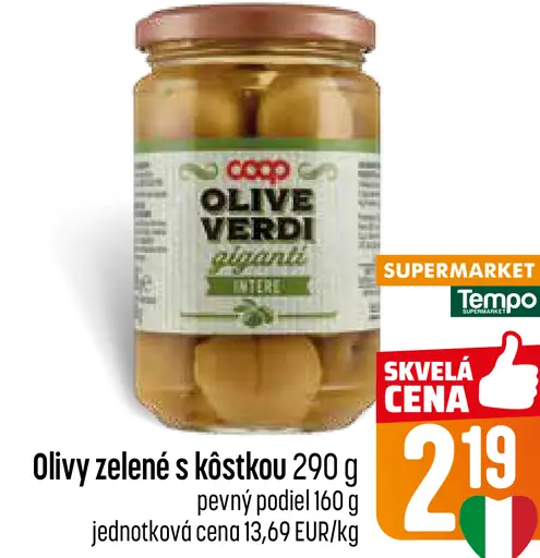 Coop olivy zelené s kôstkou