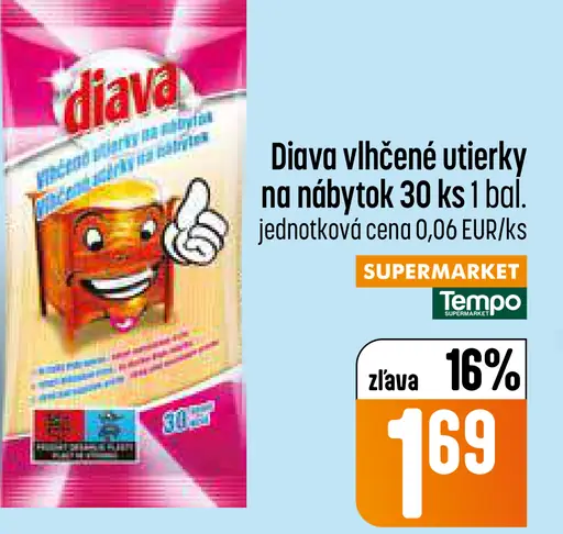 Diava vlhčené utierky na nábytok 30 ks