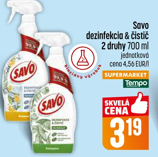 Savo dezinfekcia a čistič 2 druhy