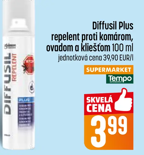 Diffusil Plus repellent proti komárom, ovadom a kliešťom 100 ml