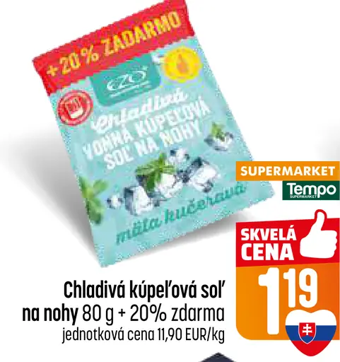 Chladivá kúpeľová soľ na nohy 20 % zadarma