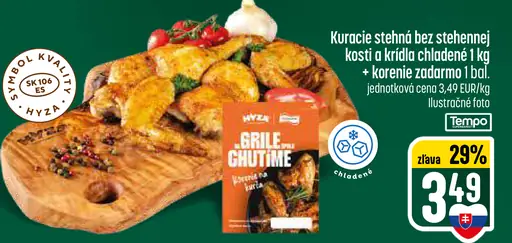 Kuracie stehná bez kosti a krídla chladené