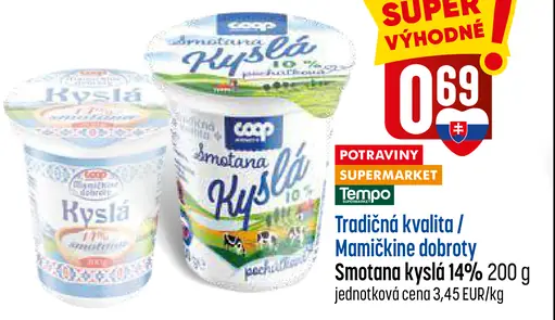 Tradičná kvalita / Mamičkine dobroty Smotana kyslá 14%