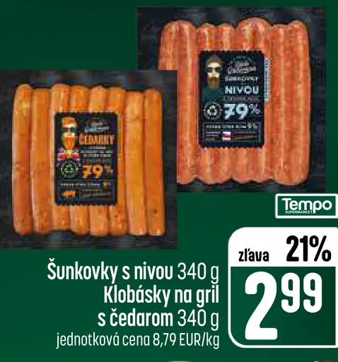 Šunkovky s nivou klobásky na gril s čedarom