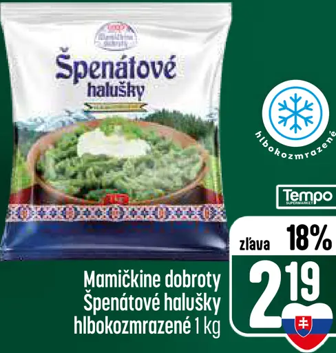 Mamičkine dobroty špenátové halušky hlboko zmrazené