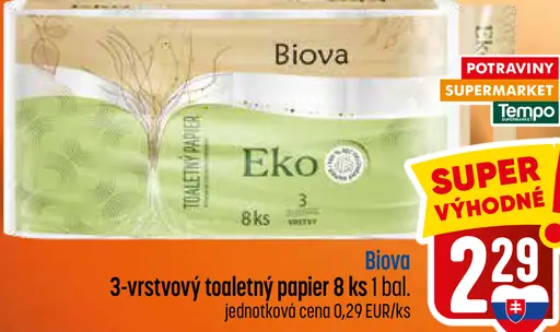 Biova Eko toaletný papier 3-vrstvový