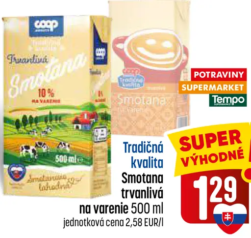 COOP Tradičná kvalita smotana trvanlivá na varenie