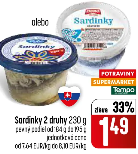 Alebo sardinky 2 druhy
