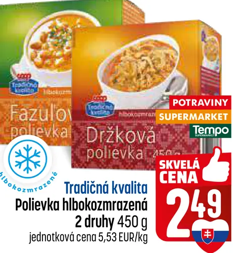 Coop fazuľová polievka hlboko zmrazená 2 druhy