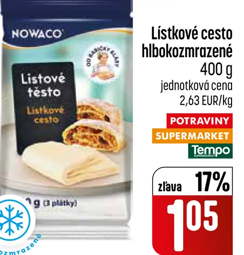 Nowaco lístkové cesto hlboko zmrazené