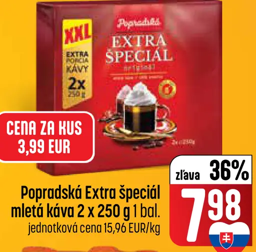 Popradská Extra špeciál originál mletá káva