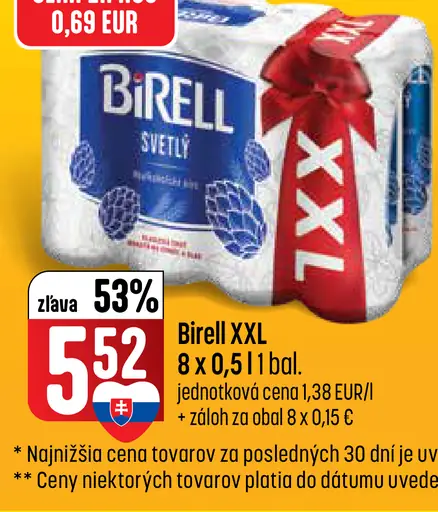 Birell Svetlý nealkoholické pivo plechovka