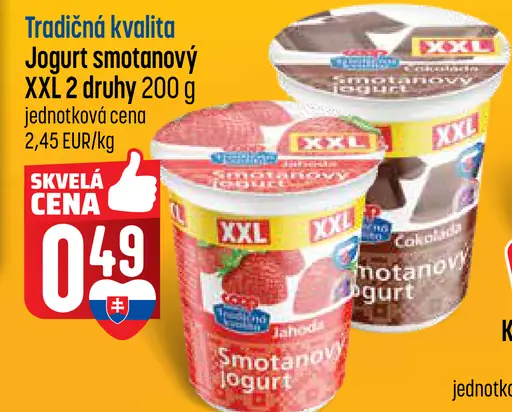 Tradičná kvalita jogurt smotanový jahodový, čokoládový