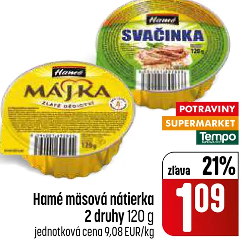 Hamé mäsová nátierka Svačinka, Májka, 2 druhy