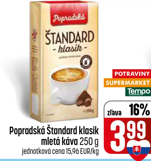 Popradská Štandard klasik mletá káva